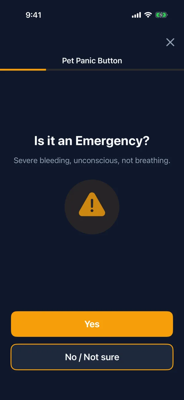 The app asking whether it is an emergency